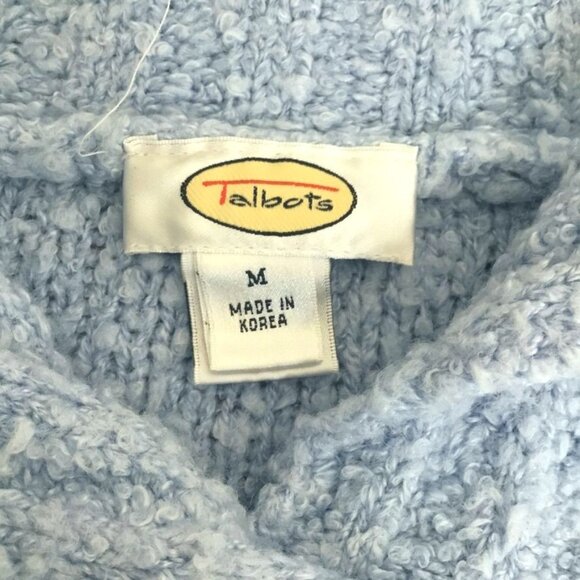 Talbots Women Light Blue Open Cowl Neck Pullover Sweater Pockets Ribbed Hem Sz M - Picture 6 of 7